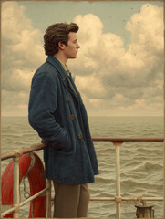 Young man looking out to sea