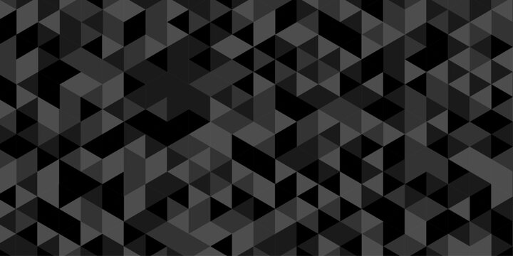 Vector black and gray low poly triangle texture pattern paper design. minimal paper low polygon cubic design. geometric wall metal cube triangle wallpaper background.