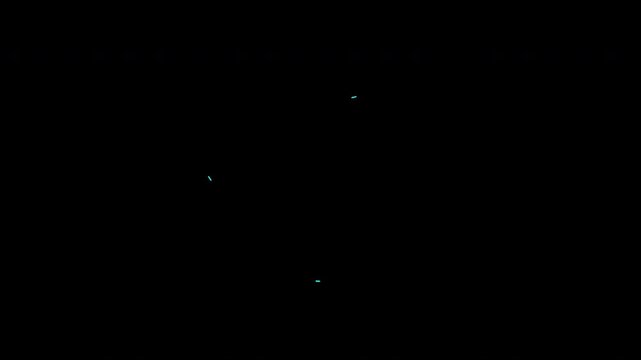 Black background with moving concentric rings and blue animated lines