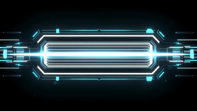 Futuristic Digital Interface Glowing with Neon Blue Lights in Dark Environment