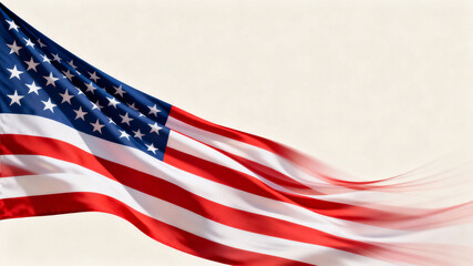 Obraz premium Clean symbolic background celebrating America two hundred fiftieth anniversary with a softly waving American flag banner conveying motion pride and premium clarity 