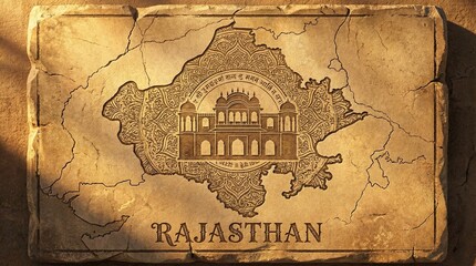 Rajasthan State Map Heritage Culture Mandala Art Style