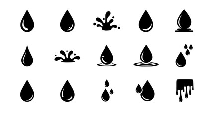 Vector black drop icon set. Drop Icon Object, Drop Icon Picture, Drop Icon Image - stock vector
