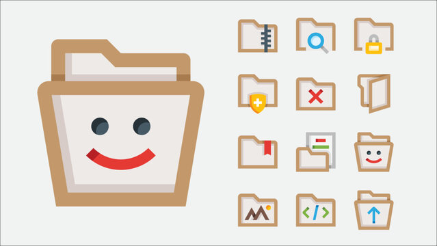 Computer folder and file management icons set