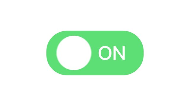 IOS option turning on and off Toggle Switch button slide animation UI/UX On/Off concept design in solid white 4k background