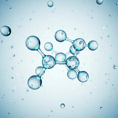 Macro view of a transparent 3D molecule structure