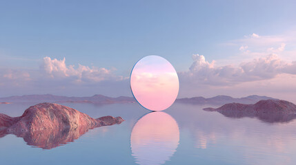 Reflective Orb in a Pastel Dreamscape