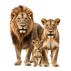 Obraz premium Majestic Lion Family in Elegant Pose