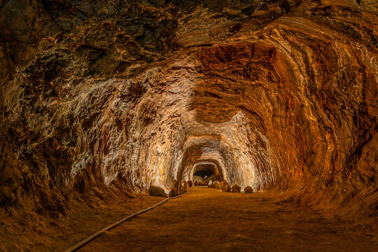 Rocksalt Mine Tunnel Interior in Loul&eacute;, Algarve, Portugal