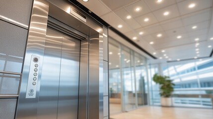 Public building elevator interior showing clean design and clear signage, expressing safety compliance, accessibility features, and modern facility management. cinematic color correction, natural