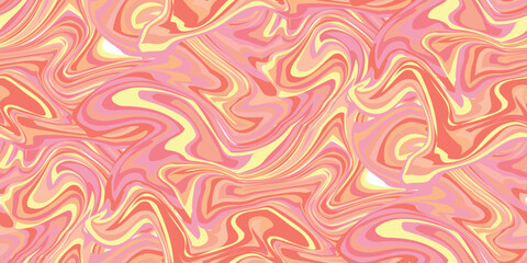 Abstract swirling liquid marble pattern in pink and yellow fluid art background for design and decoration seamless texture EPS Vector