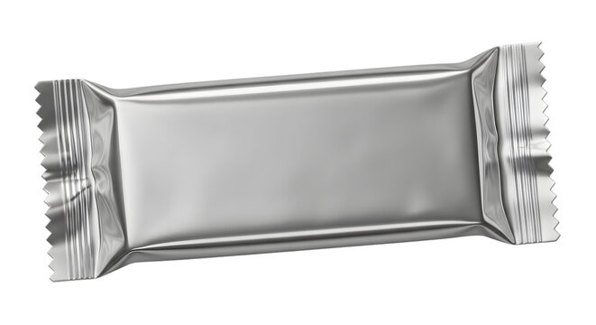 A shiny silver foil wrapper on a black background, on transparent background