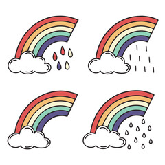 Obraz premium Rainbow and clouds vector illustrations