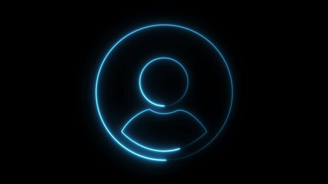 glowing Neon people icon on black background. Communication man profile icon. User line icon concept. Neon profile. user icon animation glowing neon pink color contact profile. on black background