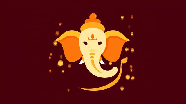 Ganesh Chaturthi Flat Vector Motion Video 4K Lord Ganesha Minimal Devotional Animation Loop
