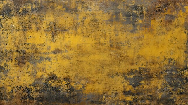 Grunge yellow weathered metal texture background with rust and scratches