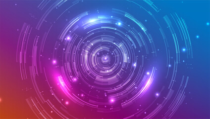 Abstract technology future visualization. Innovation digital circle of particles. Graphic concept for your design