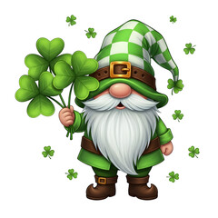 St patrick's day gnome isolated on transparent background