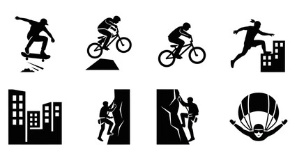 Silhouettes of People Engaging in Extreme Sports.