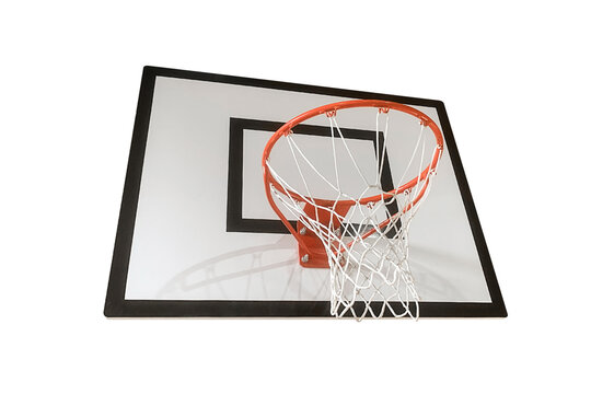 basketball backboard with hoop isolated on white background