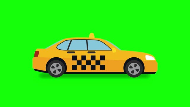 yellow car on a green background
