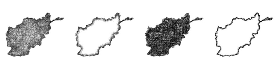 Sketch Afghanistan map design set