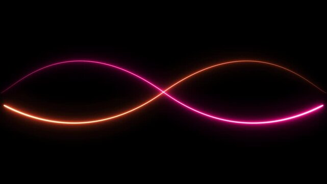 Abstract glowing neon lights blinking lines moving animation. neon lazer line Seamless loop animation of glowing neon line. Bright neon laser curve line abstract technology.