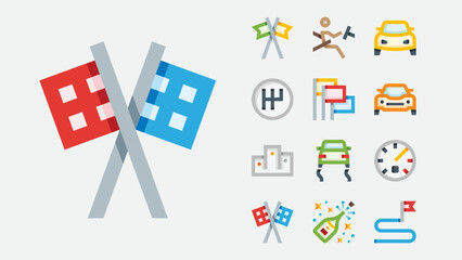 Racing and Motorsport Icons Set © edt