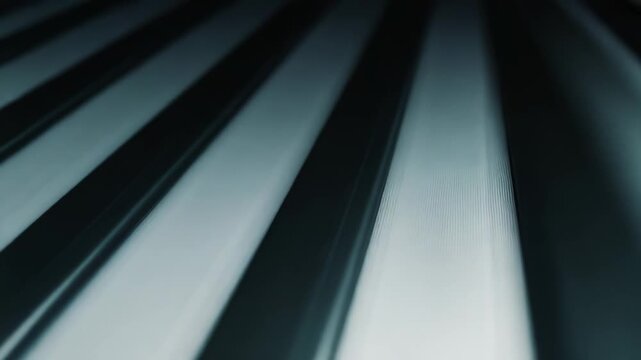 Abstract design showing a pattern of even vertical stripes, alternating between dark blue green and light grey tones, creating a textured and modern backdrop with subtle gradients and shadow play