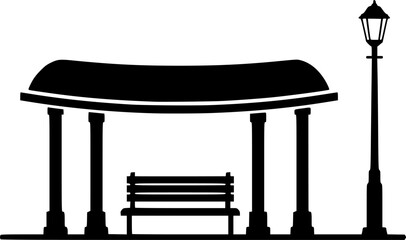 Fototapeta premium Bus Stop Shelter Icon Vector Illustration Urban Transport