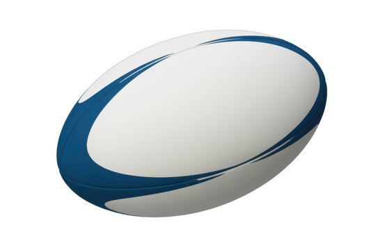White and blue rugby ball sports isolated on a transparent background
