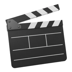 Fototapeta premium Black and white clapperboard isolated on a transparent background