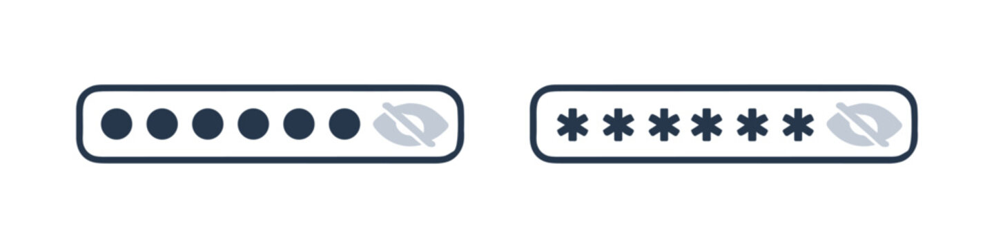 Password input fields showing dots and asterisks with hide/show eye icon