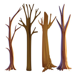Trees without leaves elements vector illustration