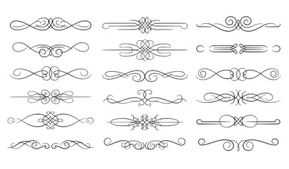 Fototapeta premium Classic Vintage Line Separators Flourish Divider Vector Set