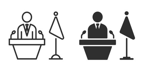 Mayor icon vector sign symbol, featuring a clean vector illustration representing civic leadership, municipal government, and public office authority.