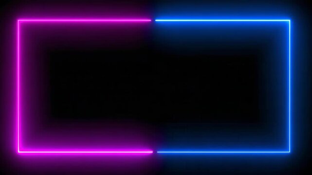 Futuristic glowing neon rectangle frame with dual colors
