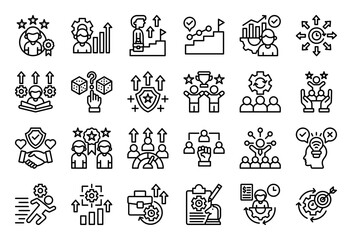 Success Strategy Icon Collection Set. Clean Outline Icon Vector Illustration.
