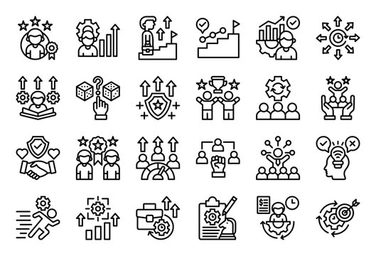 Success Strategy Icon Collection Set. Clean Outline Icon Vector Illustration.