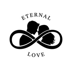 Silhouette of Couple Kissing Infinity Symbol.