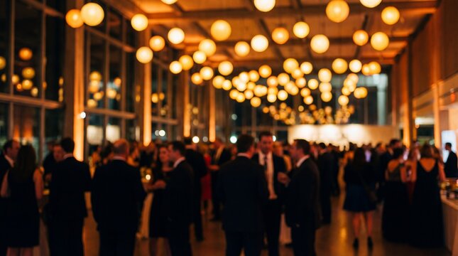 Elegant networking event with stylish guests in modern venue