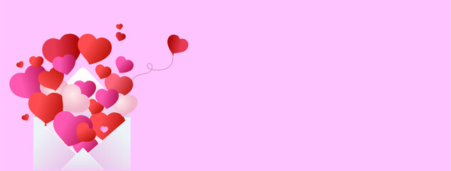 a love letter. garlands of balloons. an e-mail message. the couple is preparing for the wedding. a postcard or banner for Valentine's Day. A pair of loving hearts. Vector illustration.