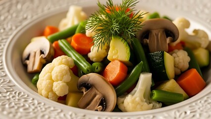 Colorful Vegetable Medley in White Ceramic Bowl
