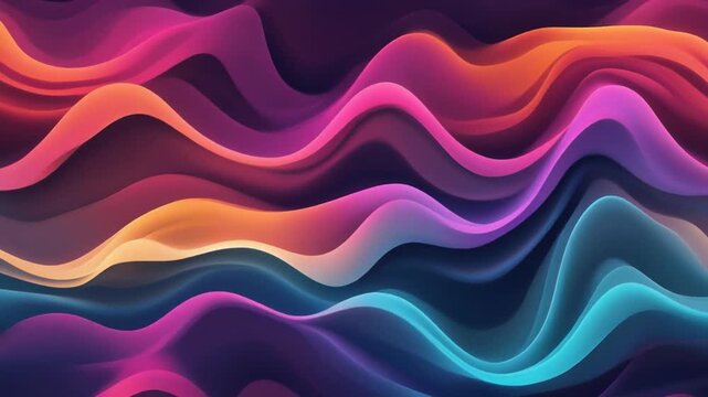 Colorful wave layers moving liquid energy neon gradients blending smoothly seamless ambience cinematic futuristic surreal ethereal atmosphere cascading softly glowing layers