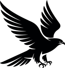 Fototapeta premium Flying Eagle Silhouette Vector, Powerful Bird of Prey Logo Icon