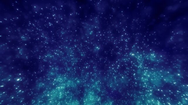 Deep blue abstract particle field resembling a cosmic nebula