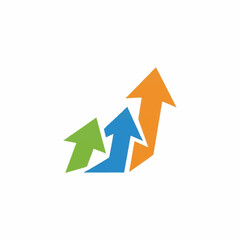 Three colorful arrows pointing upwards in a dynamic progression.