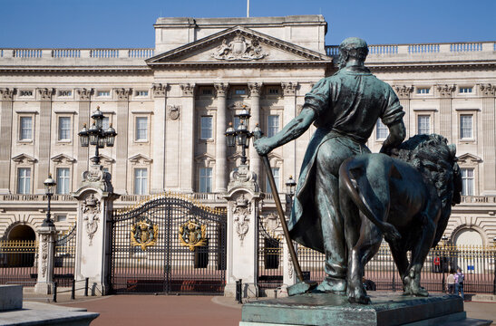 London - The sculpture before of Victoria monument and Buckingham palace by Sir Thomas Brock (1847 &ndash; 1922)