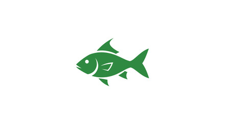 Obraz premium Green Fish Icon Symbolizing Aquatic Life and Seafood.
