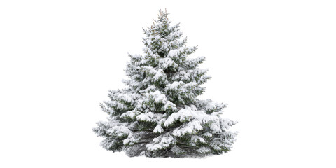 Fototapeta premium A Beautiful Snow Covered Fir Tree Isolated on a Transparent Background for Winter and Christmas Holiday Season Designs